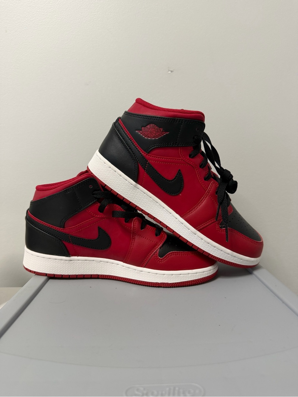 Nike Red and Black Air Jordan 1 Mid Sneakers